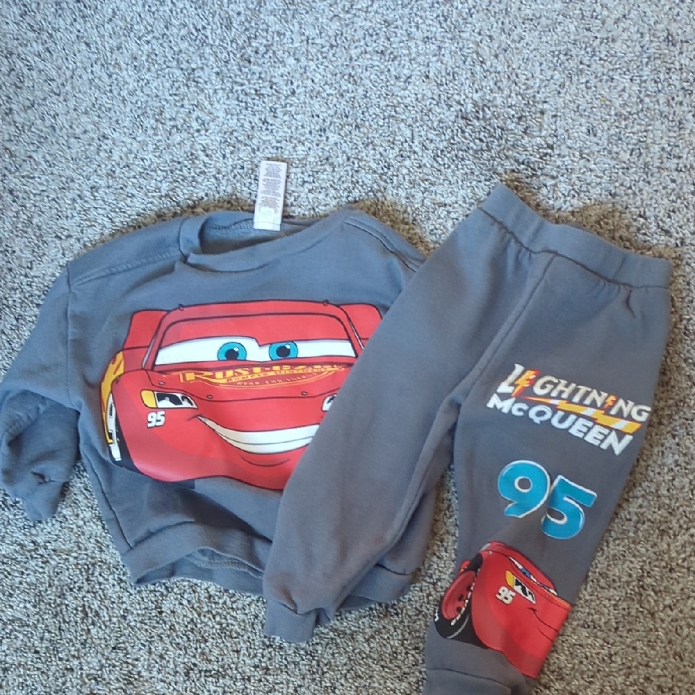 Disney Cars Lightning McQueen Kids Jogger Set - Gray and Red